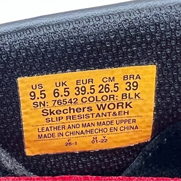 Skechers Womens Size 9.5 76542 Bernal SR Relaxed Fit Black Leather Work Shoes - Picture 13 of 13